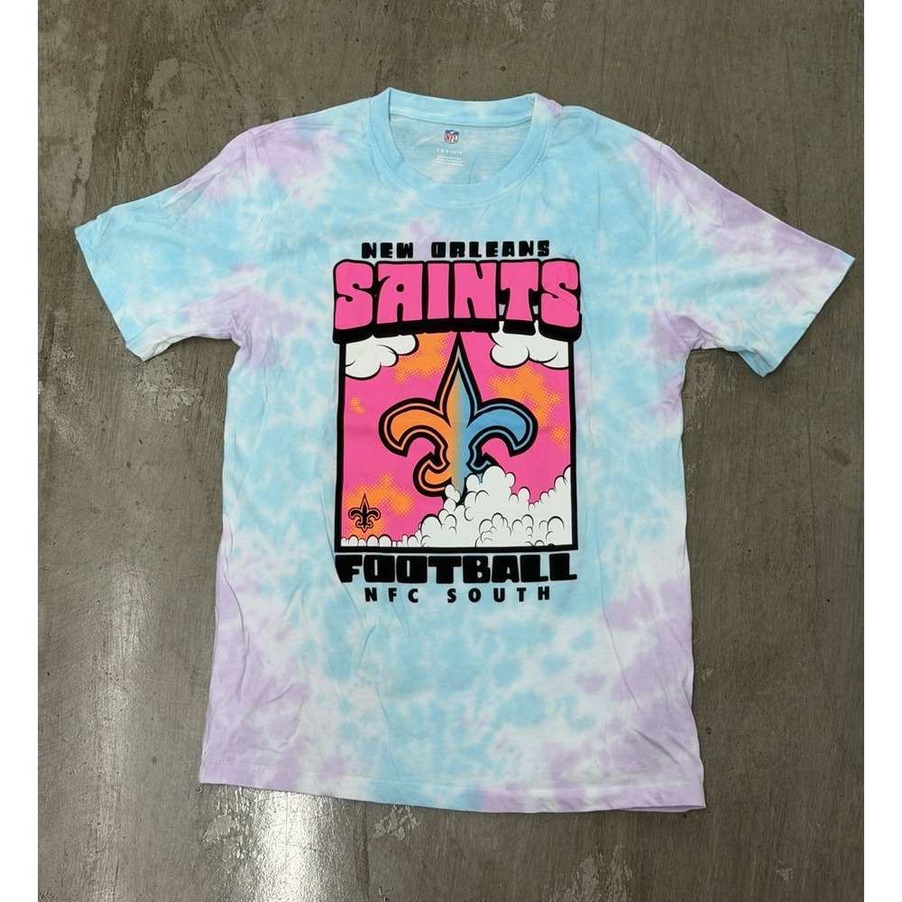 NFL New Orleans Saints Youth L 14/16 Tie Dye T Shirt Fleur De Lis SKU 0043